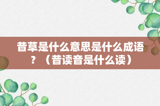 昔草是什么意思是什么成语？（昔读音是什么读）