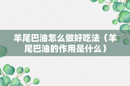 羊尾巴油怎么做好吃法（羊尾巴油的作用是什么）