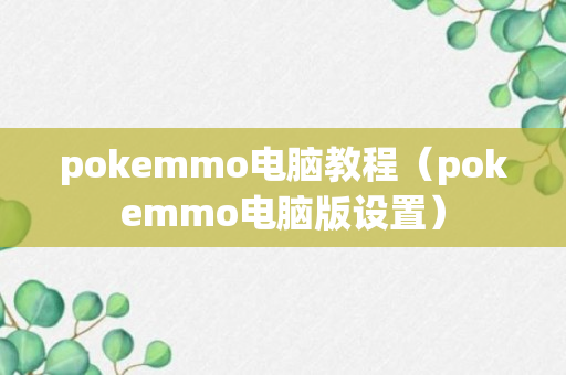 pokemmo电脑教程（pokemmo电脑版设置）