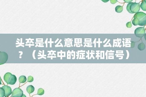 头卒是什么意思是什么成语？（头卒中的症状和信号）