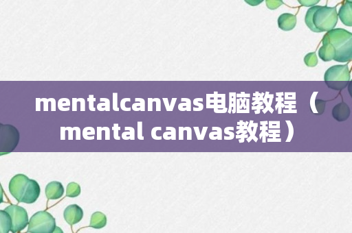 mentalcanvas电脑教程（mental canvas教程）