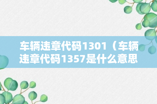 车辆违章代码1301（车辆违章代码1357是什么意思）