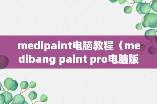 medipaint电脑教程（medibang paint pro电脑版）