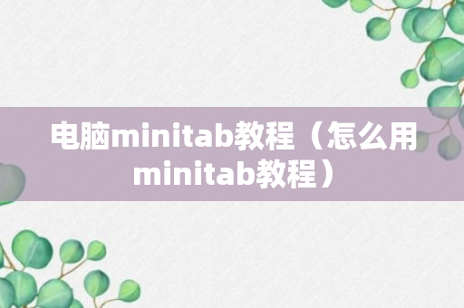 电脑minitab教程（怎么用minitab教程）