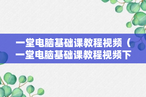 一堂电脑基础课教程视频（一堂电脑基础课教程视频下载）