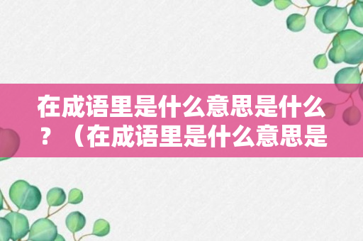 在成语里是什么意思是什么？（在成语里是什么意思是什么成语）