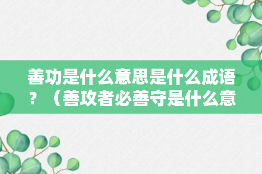 善功是什么意思是什么成语？（善攻者必善守是什么意思）