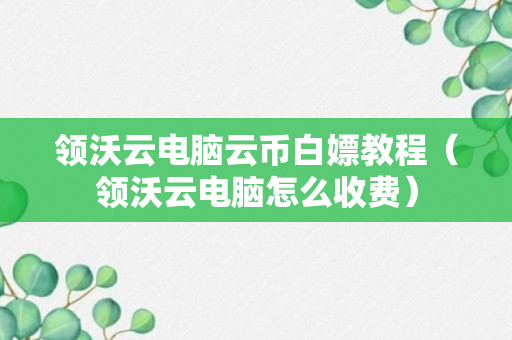 领沃云电脑云币白嫖教程（领沃云电脑怎么收费）