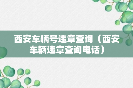 西安车辆号违章查询（西安车辆违章查询电话）