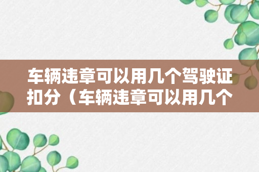 车辆违章可以用几个驾驶证扣分（车辆违章可以用几个驾驶证处理）