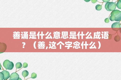 善诵是什么意思是什么成语？（善,这个字念什么）