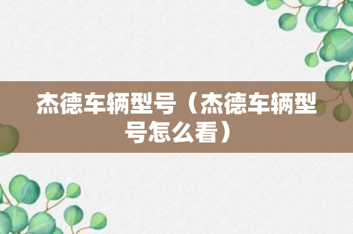 杰德车辆型号（杰德车辆型号怎么看）