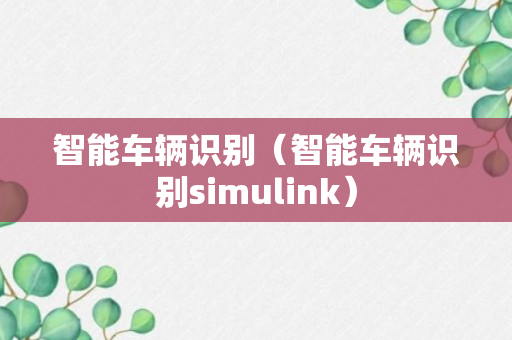 智能车辆识别（智能车辆识别simulink）