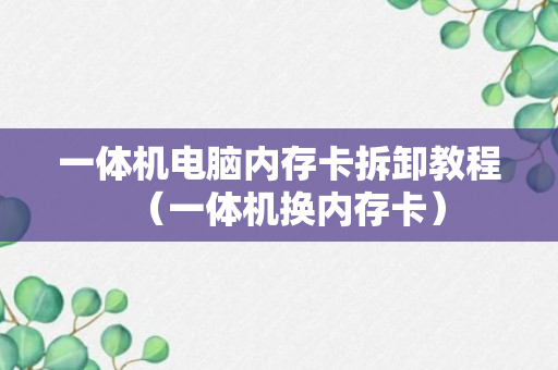 一体机电脑内存卡拆卸教程（一体机换内存卡）