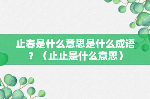 止春是什么意思是什么成语？（止止是什么意思）