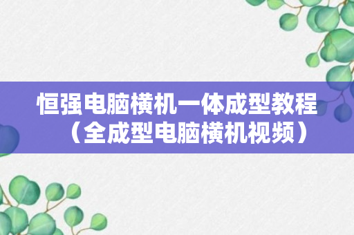 恒强电脑横机一体成型教程（全成型电脑横机视频）