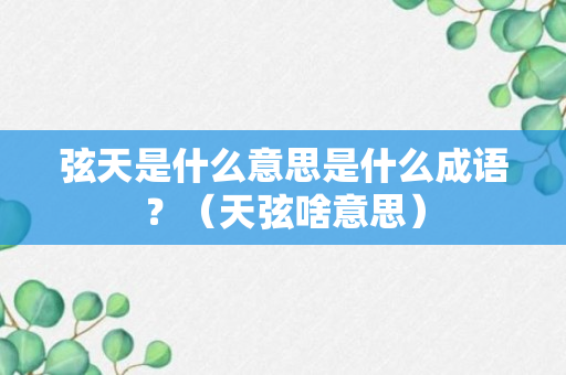 弦天是什么意思是什么成语？（天弦啥意思）