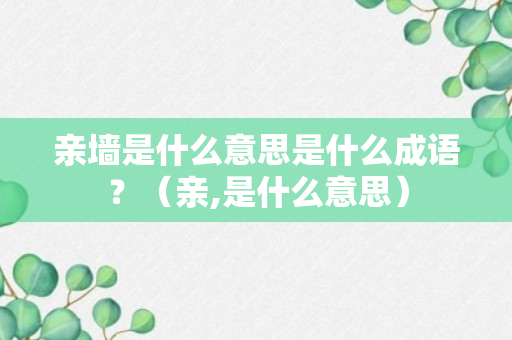 亲墙是什么意思是什么成语？（亲,是什么意思）