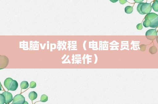 电脑vip教程（电脑会员怎么操作）