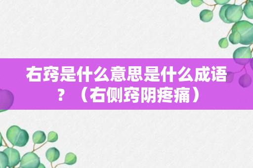 右窍是什么意思是什么成语？（右侧窍阴疼痛）