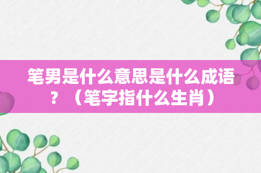 笔男是什么意思是什么成语？（笔字指什么生肖）