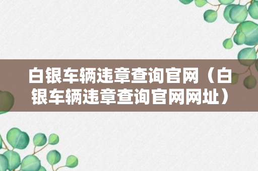 白银车辆违章查询官网（白银车辆违章查询官网网址）