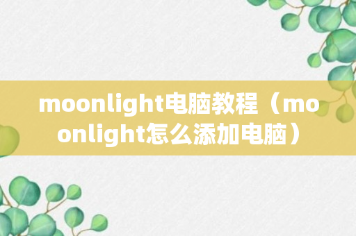 moonlight电脑教程（moonlight怎么添加电脑）