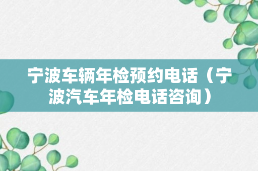 宁波车辆年检预约电话（宁波汽车年检电话咨询）