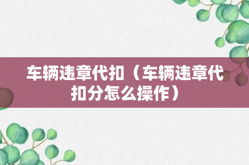 车辆违章代扣（车辆违章代扣分怎么操作）