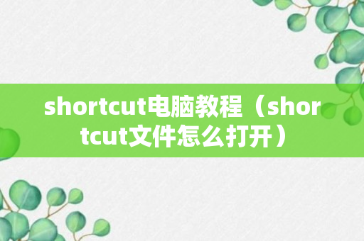 shortcut电脑教程（shortcut文件怎么打开）