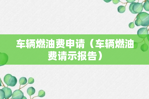 车辆燃油费申请（车辆燃油费请示报告）