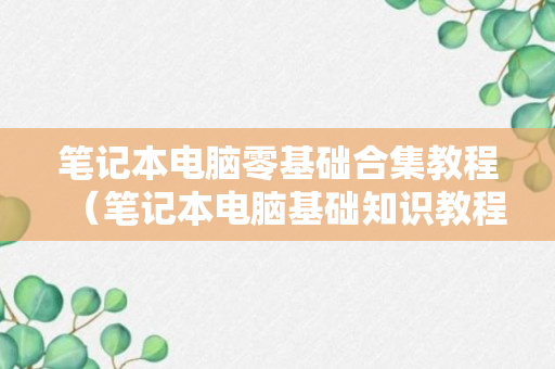 笔记本电脑零基础合集教程（笔记本电脑基础知识教程自学）