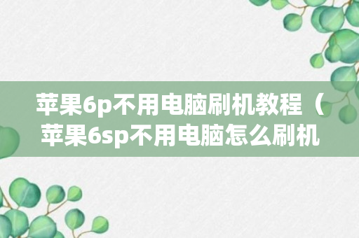 苹果6p不用电脑刷机教程（苹果6sp不用电脑怎么刷机）