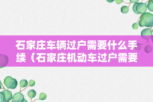 石家庄车辆过户需要什么手续（石家庄机动车过户需要什么手续）