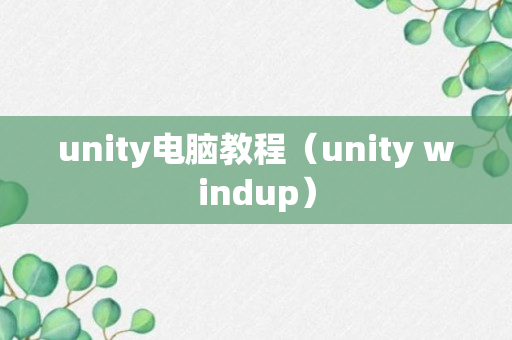 unity电脑教程（unity windup）