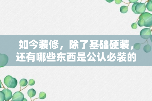 如今装修，除了基础硬装，还有哪些东西是公认必装的？