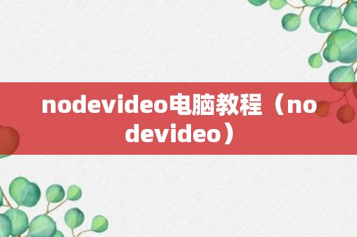 nodevideo电脑教程（nodevideo）