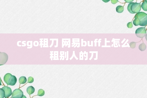 csgo租刀 网易buff上怎么租别人的刀