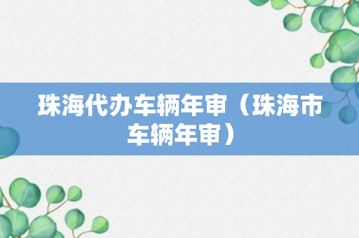 珠海代办车辆年审（珠海市车辆年审）