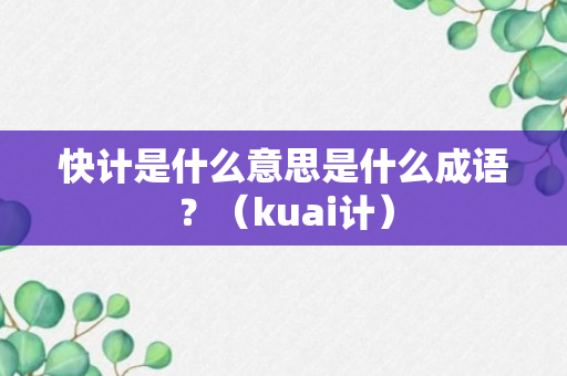 快计是什么意思是什么成语？（kuai计）