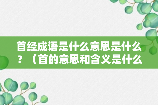 首经成语是什么意思是什么？（首的意思和含义是什么）