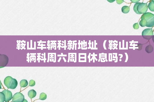 鞍山车辆科新地址（鞍山车辆科周六周日休息吗?）