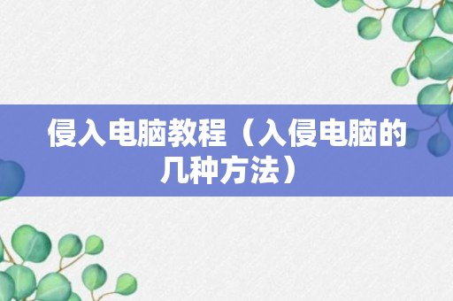 侵入电脑教程（入侵电脑的几种方法）