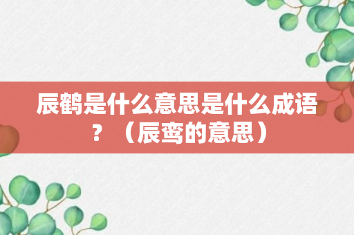 辰鹤是什么意思是什么成语？（辰鸾的意思）