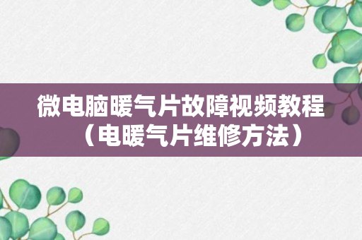 微电脑暖气片故障视频教程（电暖气片维修方法）