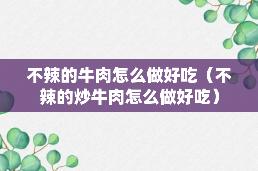 不辣的牛肉怎么做好吃（不辣的炒牛肉怎么做好吃）