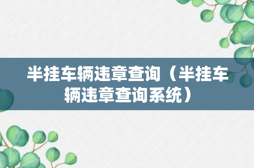 半挂车辆违章查询（半挂车辆违章查询系统）