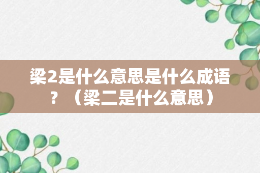 梁2是什么意思是什么成语？（梁二是什么意思）