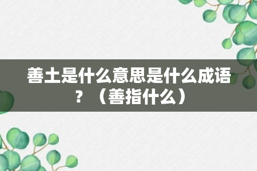 善土是什么意思是什么成语？（善指什么）