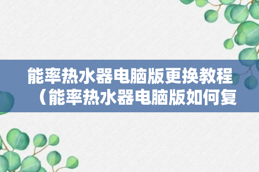 能率热水器电脑版更换教程（能率热水器电脑版如何复位方法）